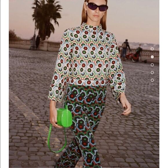 Zara geometric print flared pants - Picture 3 of 7